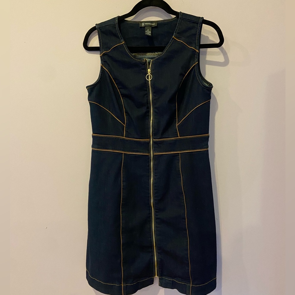 INC Dark Denim Zip Up Dress